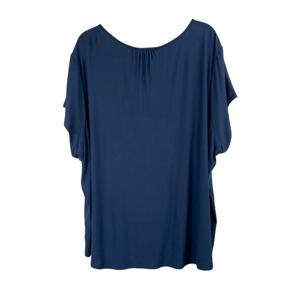 Tommy Hilfiger Navy Blue Short Sleeve Pleated Babydoll Peasant Top Plus 3X NWT - Picture 3 of 12